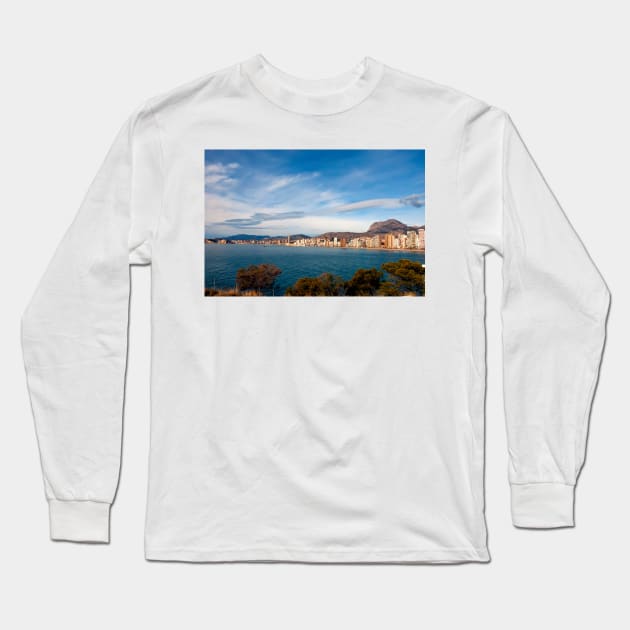 Benidorm Levante Beach Costa Blanca Spain Long Sleeve T-Shirt by AndyEvansPhotos